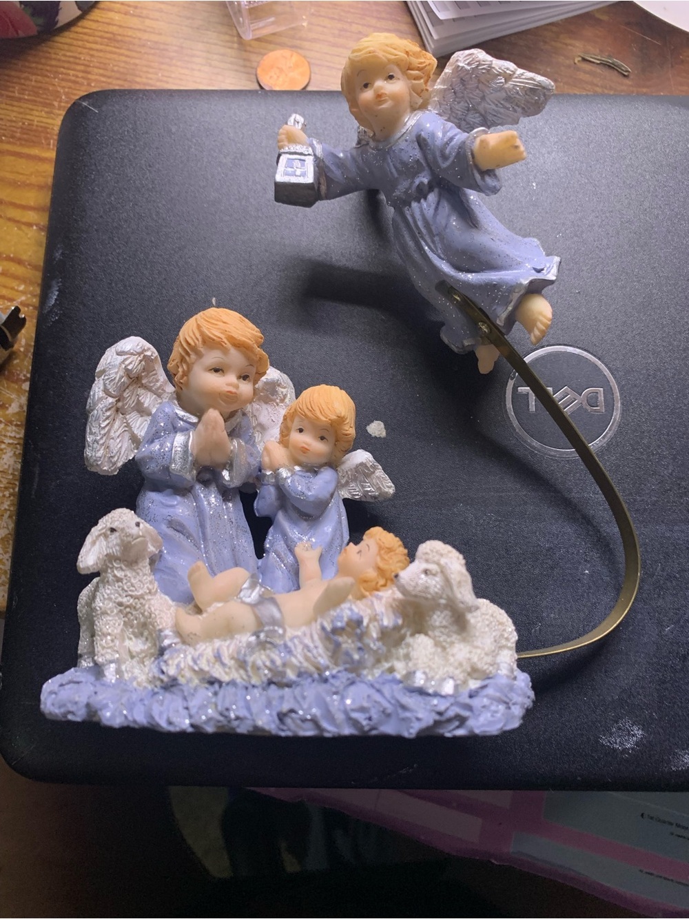 Vintage Kirkland One Piece Resin Flying Angel Nativity Scene